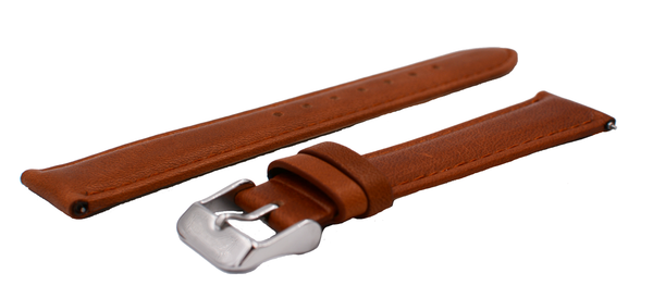 Watch Band- 18mm Luggage Brown w/silver buckle (For 36mm and 38mm watch cases) - Cromwell Watch Company