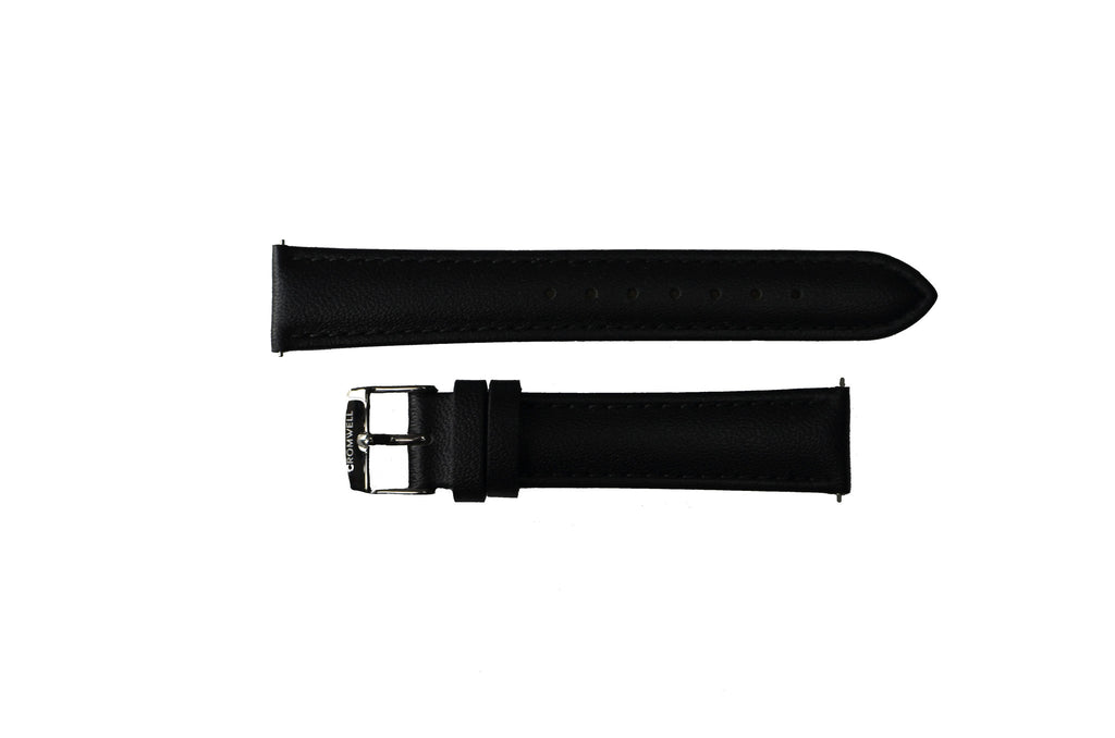 Watch Band- 18mm Black w/Silver Buckle (For 36mm and 38mm watch cases) - Cromwell Watch Company
