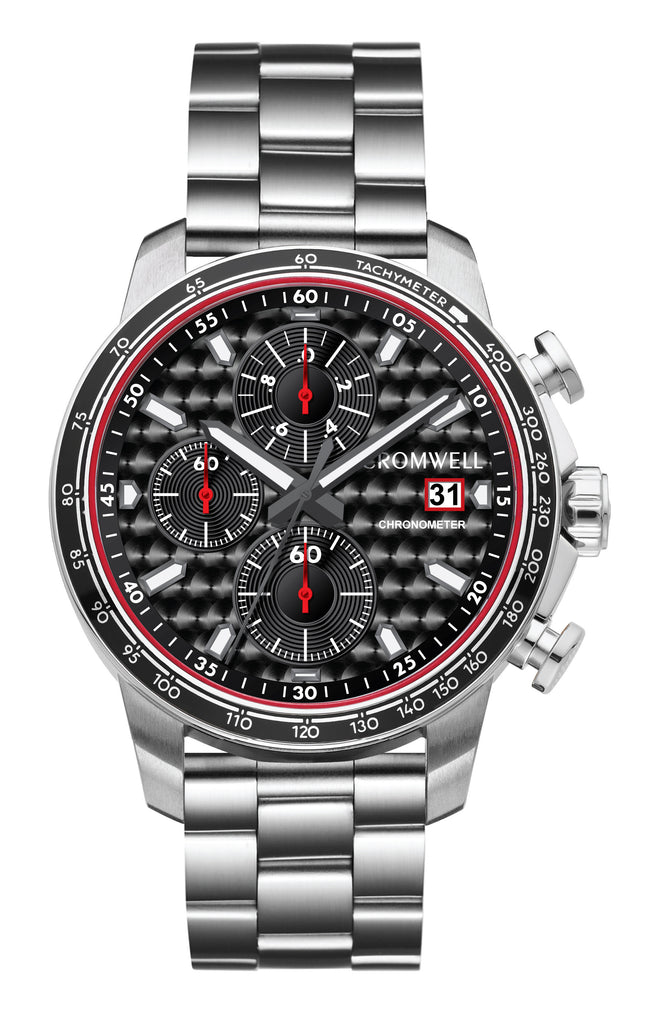 44mm "Avalon" - Silver Case, Black Face Chronometer - Cromwell Watch Company
