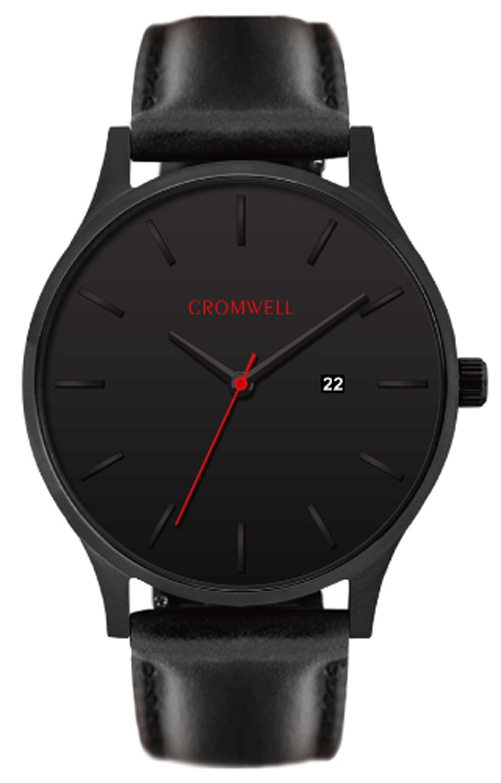 44mm "Limited 44" - Black on Black with Date Function - Cromwell Watch Company