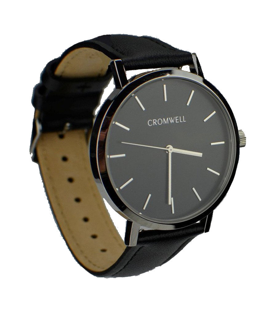 38mm "San Mateo" - Silver Case with Black Face - Cromwell Watch Company