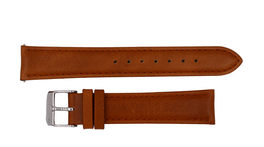 Watch Band- 18mm Luggage Brown w/silver buckle (For 36mm and 38mm watch cases) - Cromwell Watch Company