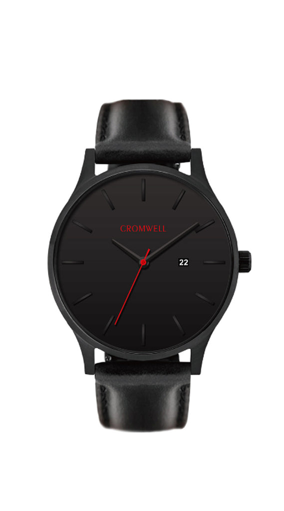 44mm "Limited 44" - Black on Black with Date Function - Cromwell Watch Company