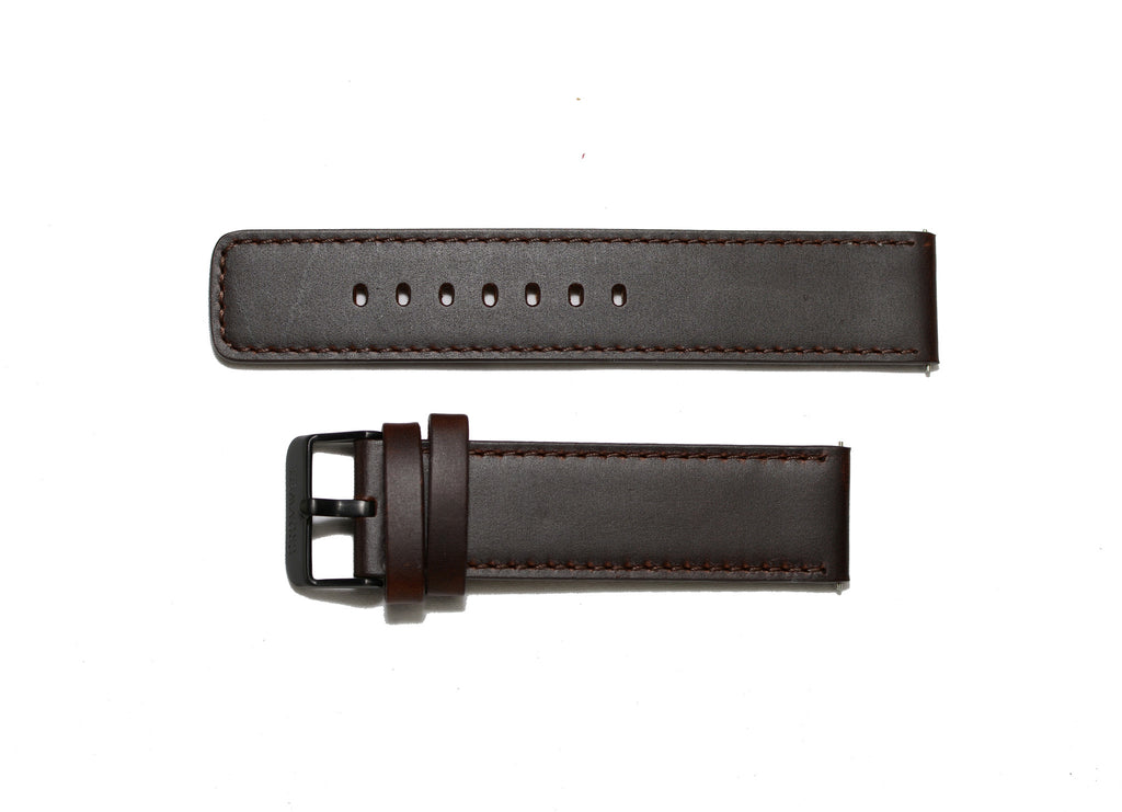 Watch Band- 22mm Dark Brown Square Edges w/Black Buckle (For 44mm and 48mm watch cases) - Cromwell Watch Company