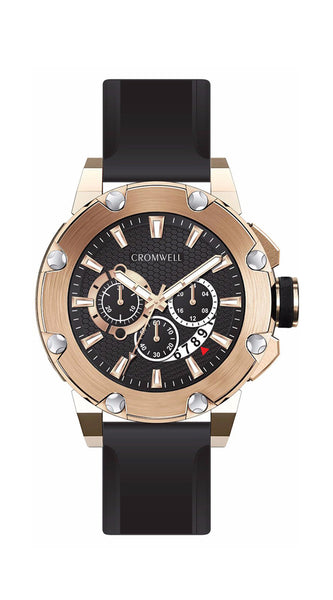 48mm "Santa Monica" - Rose Gold Chronograph with Black Face - Cromwell Watch Company