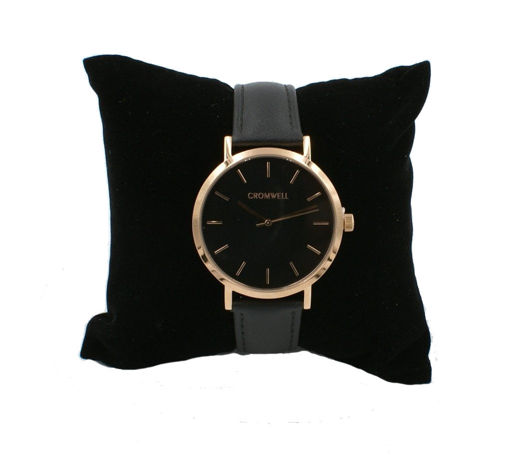 38mm "Del Mar" - Rose Gold Case with Black Face - Cromwell Watch Company